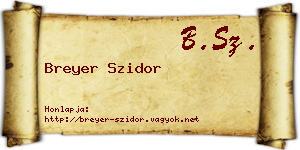 Breyer Szidor névjegykártya